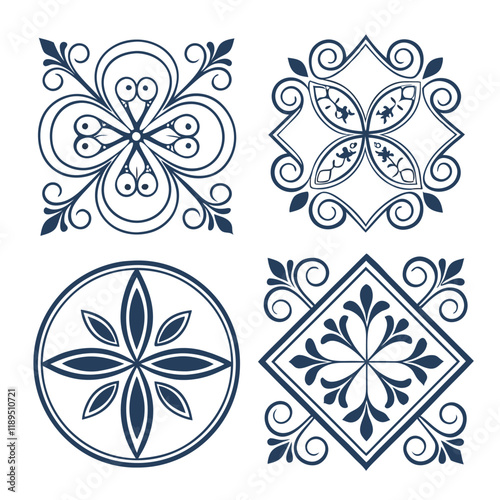 design a cohesive set of vector ornamenti cons wi 