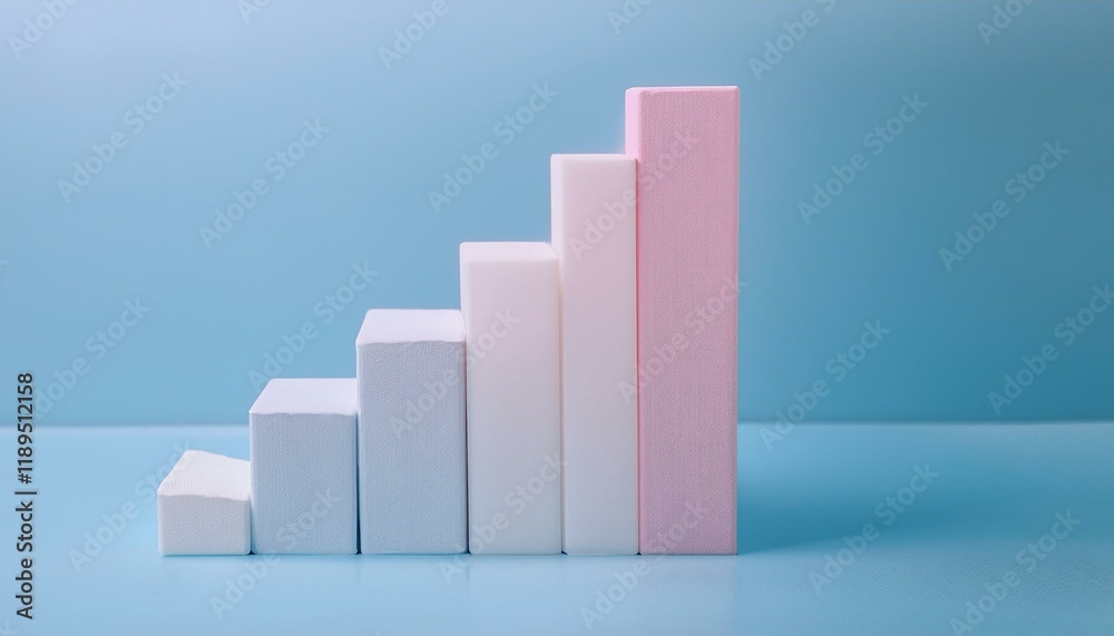 3D bar graph showing market growth rate, 3D display of rising graph 3D bar graph showing market growth rate, 3D display of rising graph