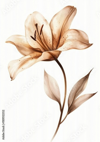Isolated Real Pressed a lily flower dried art.