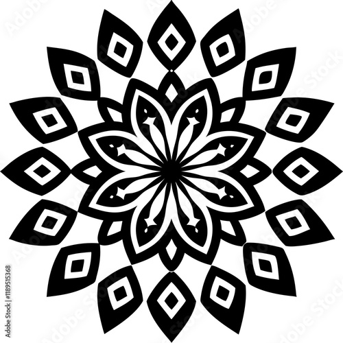 Tableau sur toile floral design, stylized flower shapes, flowing scrolls, and decorative accents