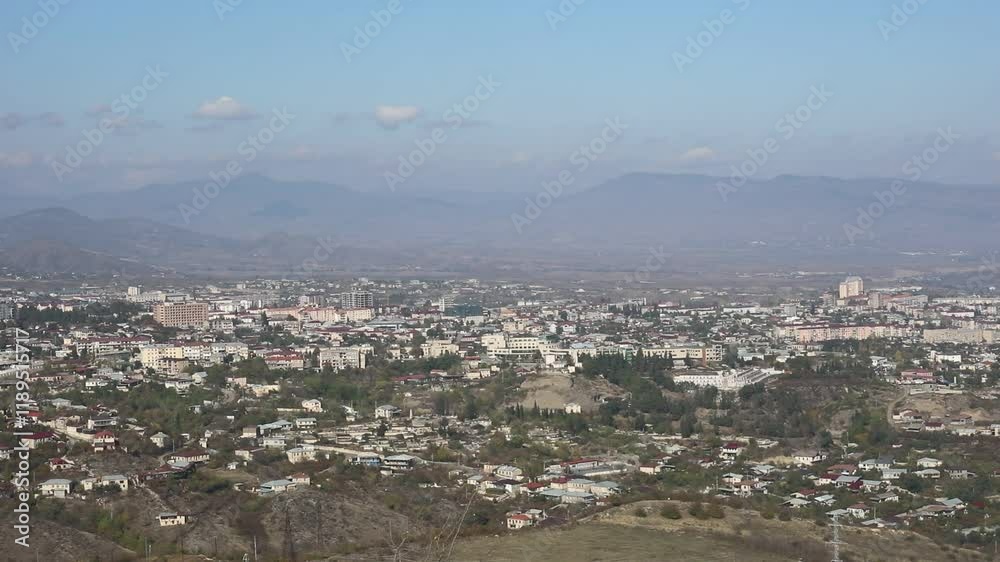Khankendi, Azerbaijan - 28.10.2024: Scenic View of Khankendi City, Azerbaijan: A Glimpse of the City Nestled Amidst the Mountains Khankendi, Azerbaijan - 28.10.2024: Scenic View of Khankendi City, Azerbaijan: A Glimpse of the City Nestled Amidst the Mountains
