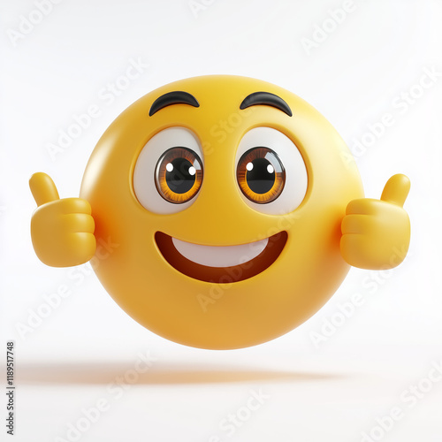 Smiling Emoji Giving Two Thumbs Up in 3D Style