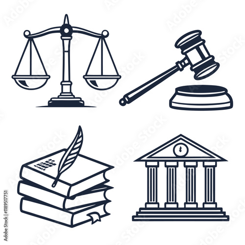 a vector set of  law icon
