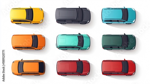 Colorful Minivan Top View Vector Illustration for Design Projects