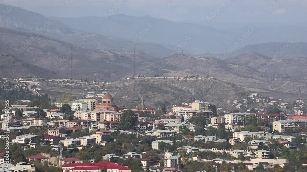Khankendi, Azerbaijan - 28.10.2024: Scenic View of Khankendi City, Azerbaijan: A Glimpse of the City Nestled Amidst the Mountains Khankendi, Azerbaijan - 28.10.2024: Scenic View of Khankendi City, Azerbaijan: A Glimpse of the City Nestled Amidst the Mountains