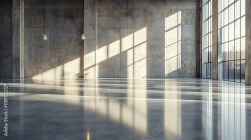 Wallpaper Mural Modern industrial interior with large windows and concrete walls, creating bright and spacious atmosphere. Torontodigital.ca
