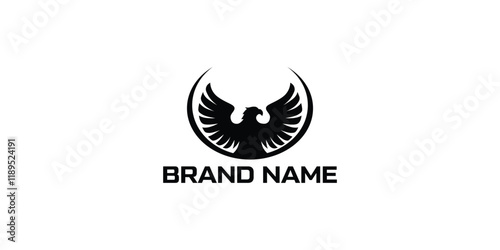 Bold Eagle wtih opened Wings black silhouette style logo