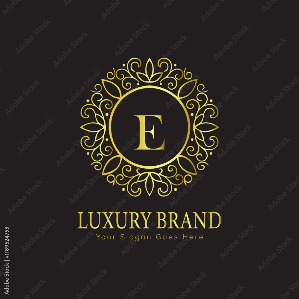 Naklejka premium Letter Luxury brand logo design with a royal gold crown emblem and elegant typography