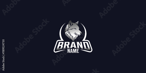 Modern Fierce Wolf Logo with Crescent Outline
