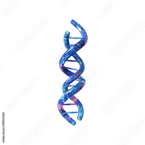 A detailed 3D blue DNA helix sequence