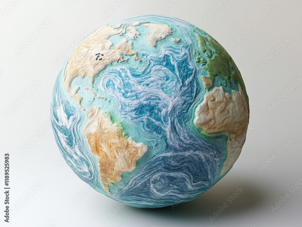 a handcrafted globe model with topographical details a handcrafted globe model with topographical details
