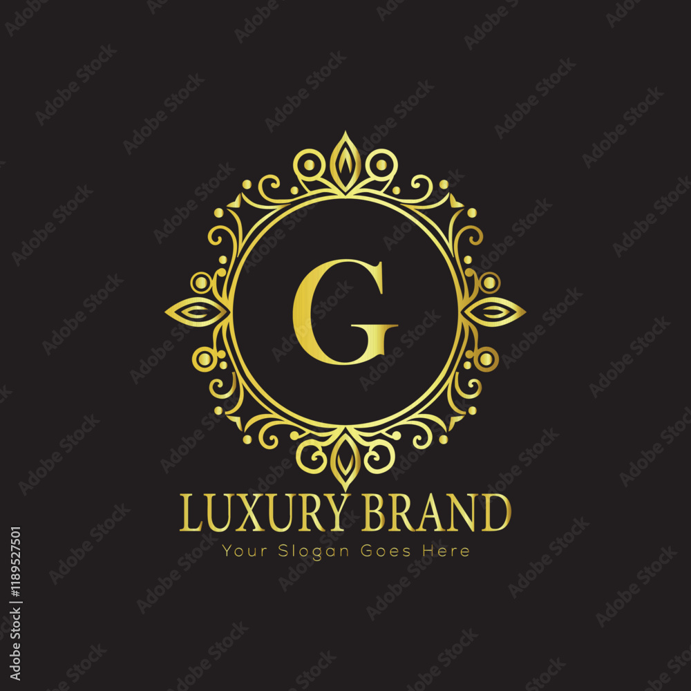 Naklejka premium Letter Luxury brand logo design with a royal gold crown emblem and elegant typography