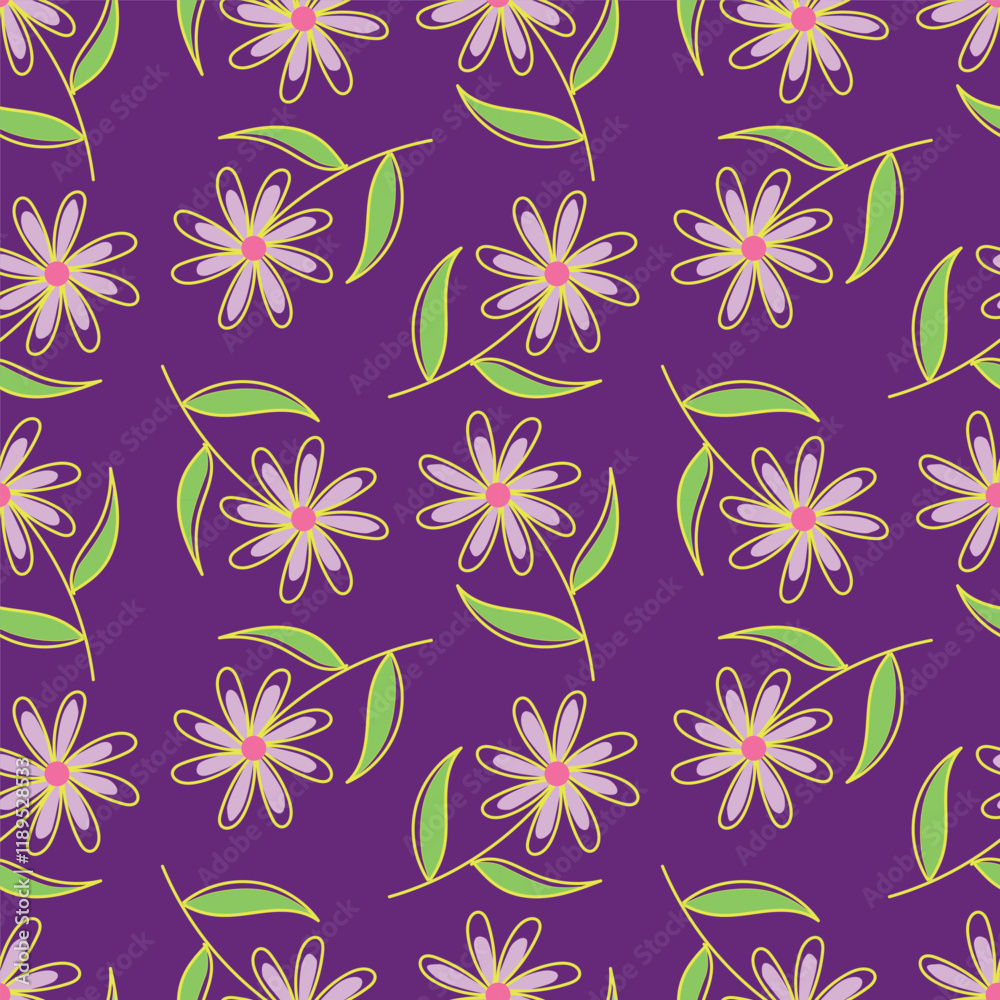 Beautiful little flower pattern on purple background. Sweet flower pattern is perfect for dress.