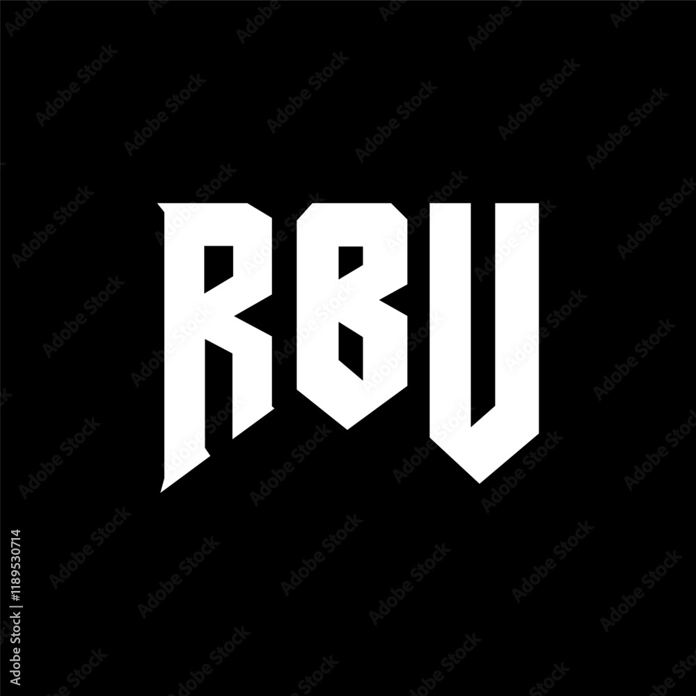 Obraz premium RBU letter logo design for technology company. RBU logo design black and white color combination. RBU logo, RBU vector, RBU design, RBU icon, RBU alphabet. RBU typography logo design.