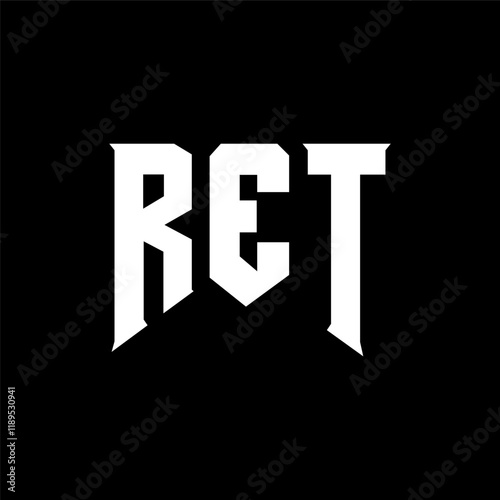 RET letter logo design for technology company. RET logo design black and white color combination. RET logo, RET vector, RET design, RET icon, RET alphabet. RET typography logo design.