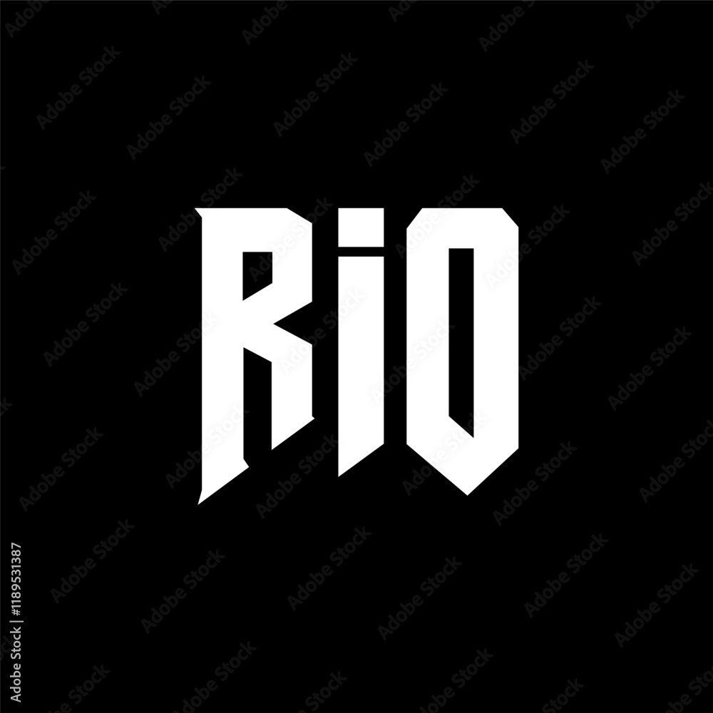 Obraz premium RIO letter logo design for technology company. RIO logo design black and white color combination. RIO logo, RIO vector, RIO design, RIO icon, RIO alphabet. RIO typography logo design.