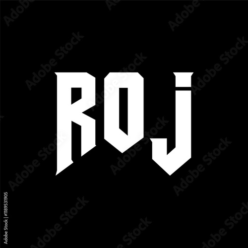 ROJ letter logo design for technology company. ROJ logo design black and white color combination. ROJ logo, ROJ vector, ROJ design, ROJ icon, ROJ alphabet. ROJ typography logo design.
