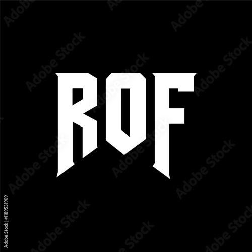 ROF letter logo design for technology company. ROF logo design black and white color combination. ROF logo, ROF vector, ROF design, ROF icon, ROF alphabet. ROF typography logo design. photo