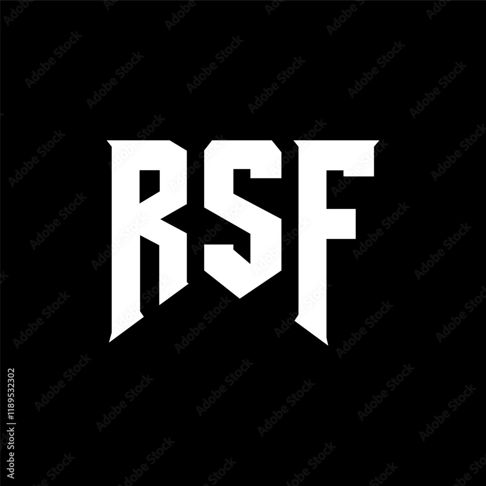 Fototapeta premium RSF letter logo design for technology company. RSF logo design black and white color combination. RSF logo, RSF vector, RSF design, RSF icon, RSF alphabet. RSF typography logo design.