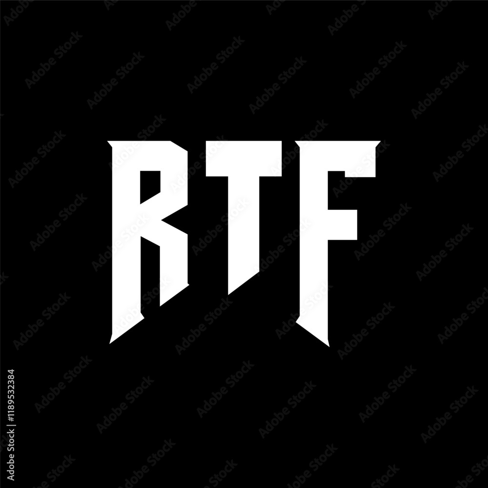 RTF letter logo design for technology company. RTF logo design black and white color combination. RTF logo, RTF vector, RTF design, RTF icon, RTF alphabet. RTF typography logo design.