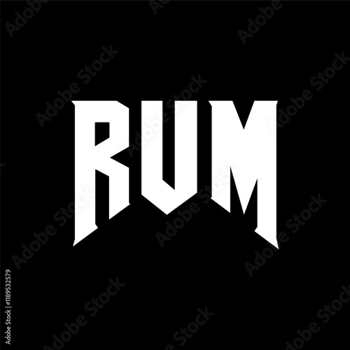RUM letter logo design for technology company. RUM logo design black and white color combination. RUM logo, RUM vector, RUM design, RUM icon, RUM alphabet. RUM typography logo design.