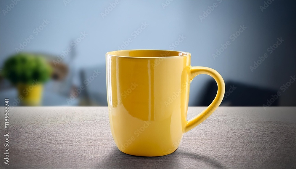 Obraz premium yellow ceramic mug remoted on empty history