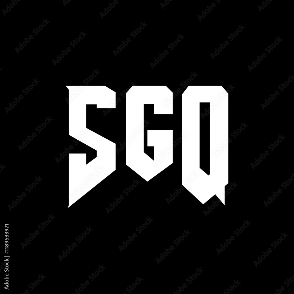 Fototapeta premium SGQ letter logo design for technology company. SGQ logo design black and white color combination. SGQ logo, SGQ vector, SGQ design, SGQ icon, SGQ alphabet. SGQ typography logo design.
