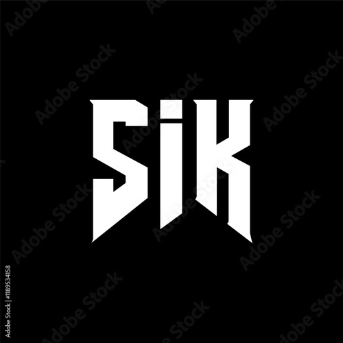 SIK letter logo design for technology company. SIK logo design black and white color combination. SIK logo, SIK vector, SIK design, SIK icon, SIK alphabet. SIK typography logo design. photo