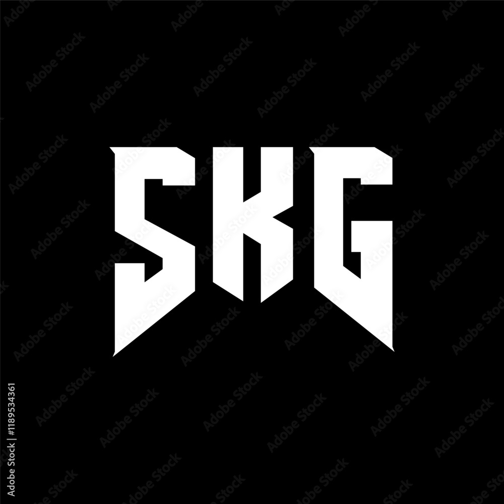 Obraz premium SKG letter logo design for technology company. SKG logo design black and white color combination. SKG logo, SKG vector, SKG design, SKG icon, SKG alphabet. SKG typography logo design.