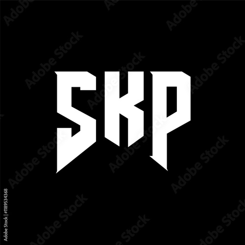 SKP letter logo design for technology company. SKP logo design black and white color combination. SKP logo, SKP vector, SKP design, SKP icon, SKP alphabet. SKP typography logo design. photo