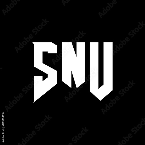 SNU letter logo design for technology company. SNU logo design black and white color combination. SNU logo, SNU vector, SNU design, SNU icon, SNU alphabet. SNU typography logo design.