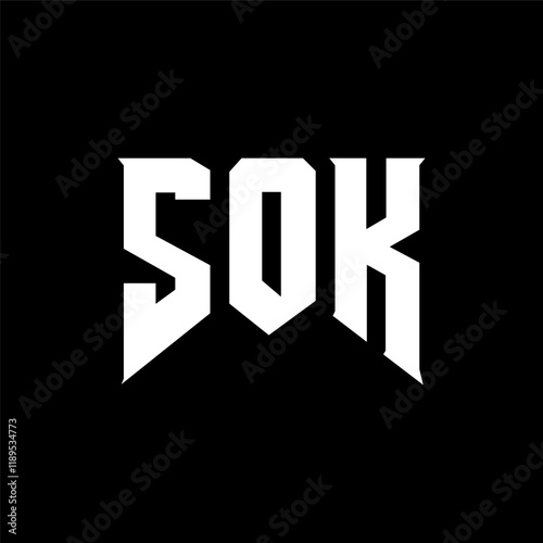 SOK letter logo design for technology company. SOK logo design black and white color combination. SOK logo, SOK vector, SOK design, SOK icon, SOK alphabet. SOK typography logo design.