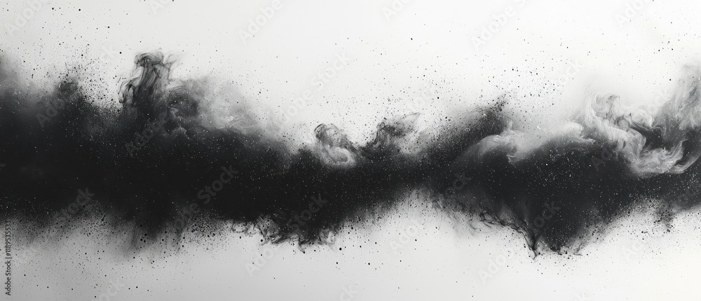 Fototapeta premium Abstract Black Smoke Against White Background - Ideal for Modern Art Displays