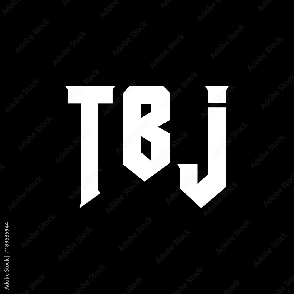 Fototapeta premium TBJ letter logo design for technology company. TBJ logo design black and white color combination. TBJ logo, TBJ vector, TBJ design, TBJ icon, TBJ alphabet. TBJ typography logo design.