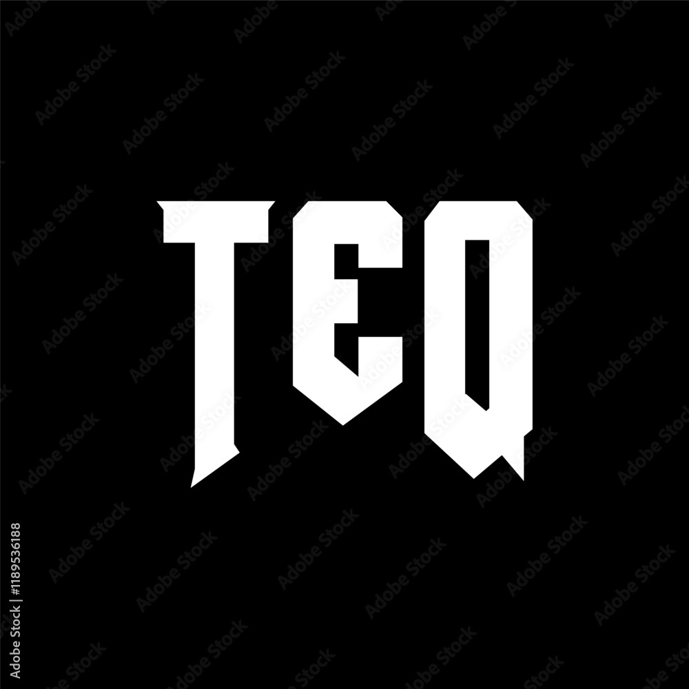 Fototapeta premium TEQ letter logo design for technology company. TEQ logo design black and white color combination. TEQ logo, TEQ vector, TEQ design, TEQ icon, TEQ alphabet. TEQ typography logo design.