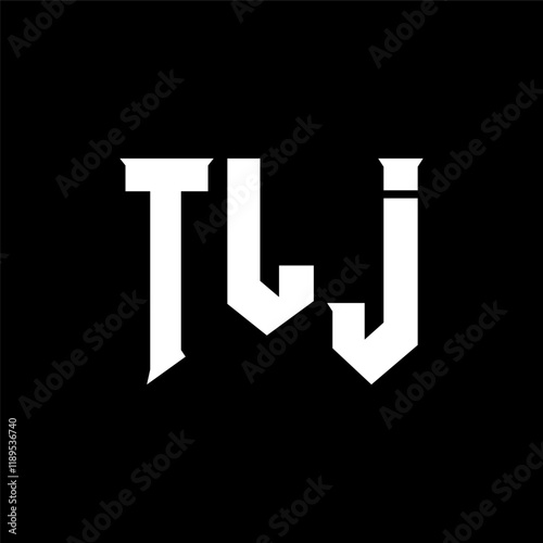 TLJ letter logo design for technology company. TLJ logo design black and white color combination. TLJ logo, TLJ vector, TLJ design, TLJ icon, TLJ alphabet. TLJ typography logo design. photo