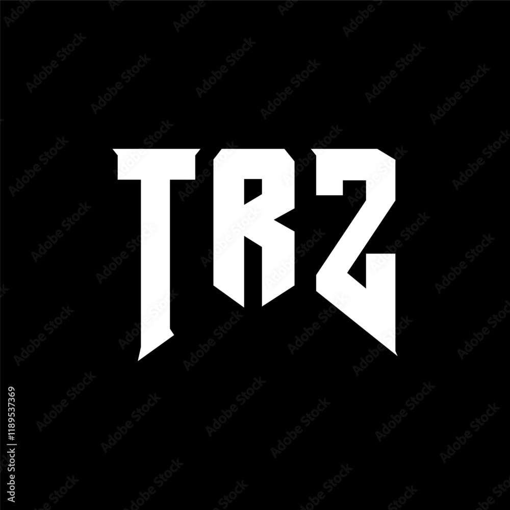 Obraz premium TRZ letter logo design for technology company. TRZ logo design black and white color combination. TRZ logo, TRZ vector, TRZ design, TRZ icon, TRZ alphabet. TRZ typography logo design.