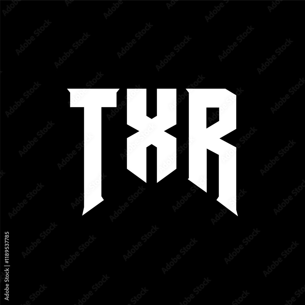 Fototapeta premium TXR letter logo design for technology company. TXR logo design black and white color combination. TXR logo, TXR vector, TXR design, TXR icon, TXR alphabet. TXR typography logo design.