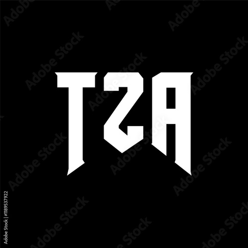 TZA letter logo design for technology company. TZA logo design black and white color combination. TZA logo, TZA vector, TZA design, TZA icon, TZA alphabet. TZA typography logo design. photo