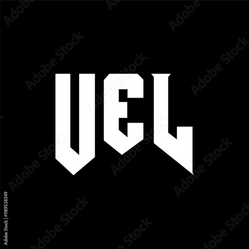 UEL letter logo design for technology company. UEL logo design black and white color combination. UEL logo, UEL vector, UEL design, UEL icon, UEL alphabet. UEL typography logo design. photo