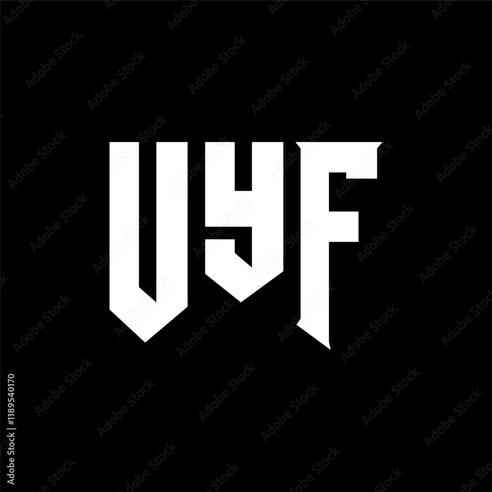 Obraz premium UYF letter logo design for technology company. UYF logo design black and white color combination. UYF logo, UYF vector, UYF design, UYF icon, UYF alphabet. UYF typography logo design.