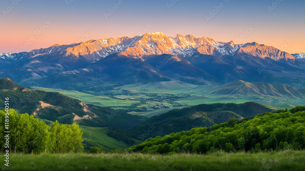 Obraz premium Majestic Mountain Landscapes: Serene Vistas and Natural Wonders Captured from Above