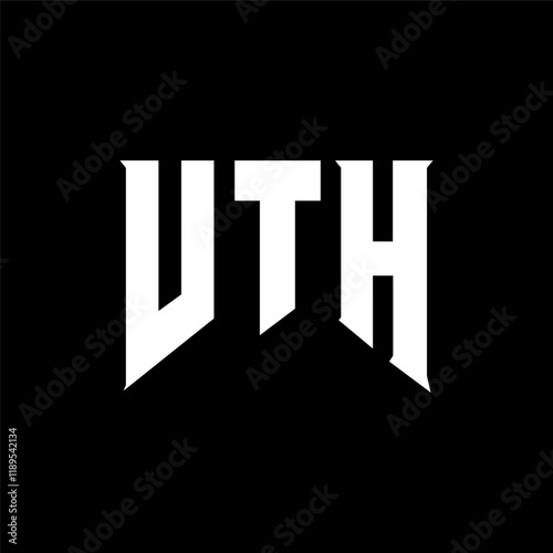 VTH letter logo design for technology company. VTH logo design black and white color combination. VTH logo, VTH vector, VTH design, VTH icon, VTH alphabet. VTH typography logo design. photo