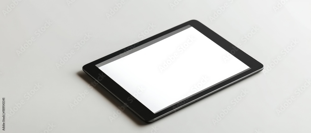 A black tablet device with a white screen A black tablet device with a white screen