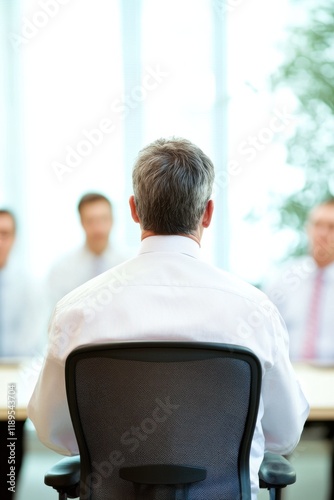 Ergonomist leads a workshop on proper posture and health awareness for employees in a modern office environment photo