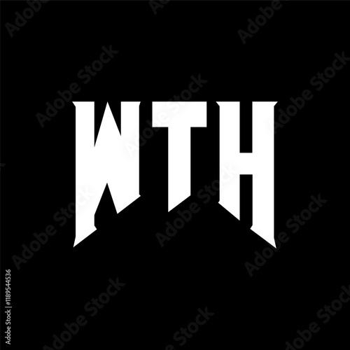 WTH letter logo design for technology company. WTH logo design black and white color combination. WTH logo, WTH vector, WTH design, WTH icon, WTH alphabet. WTH typography logo design.