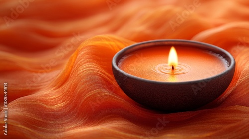 Warm candlelight flickers on soft fabric in a tranquil setting during evening...