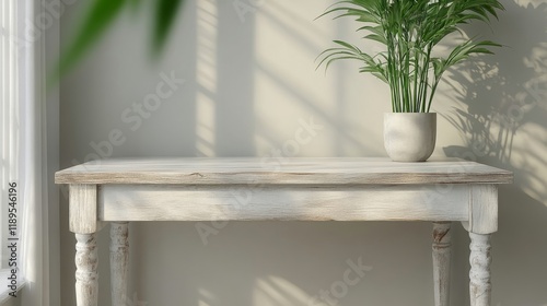 Modern interior design with a minimalist vase and dried flowers on a clean su...