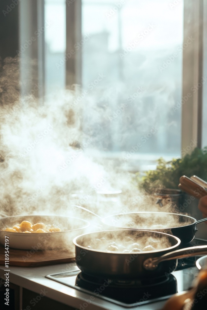 Morning chaos in a busy kitchen reveals the daily balancing act of cooking with multitasking challenges Morning chaos in a busy kitchen reveals the daily balancing act of cooking with multitasking challenges