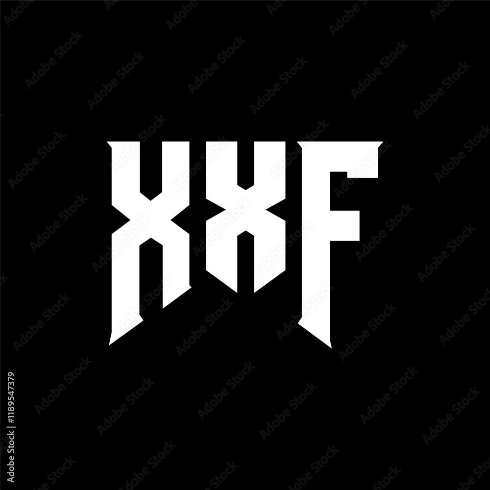 Obraz premium XXF letter logo design for technology company. XXF logo design black and white color combination. XXF logo, XXF vector, XXF design, XXF icon, XXF alphabet. XXF typography logo design.
